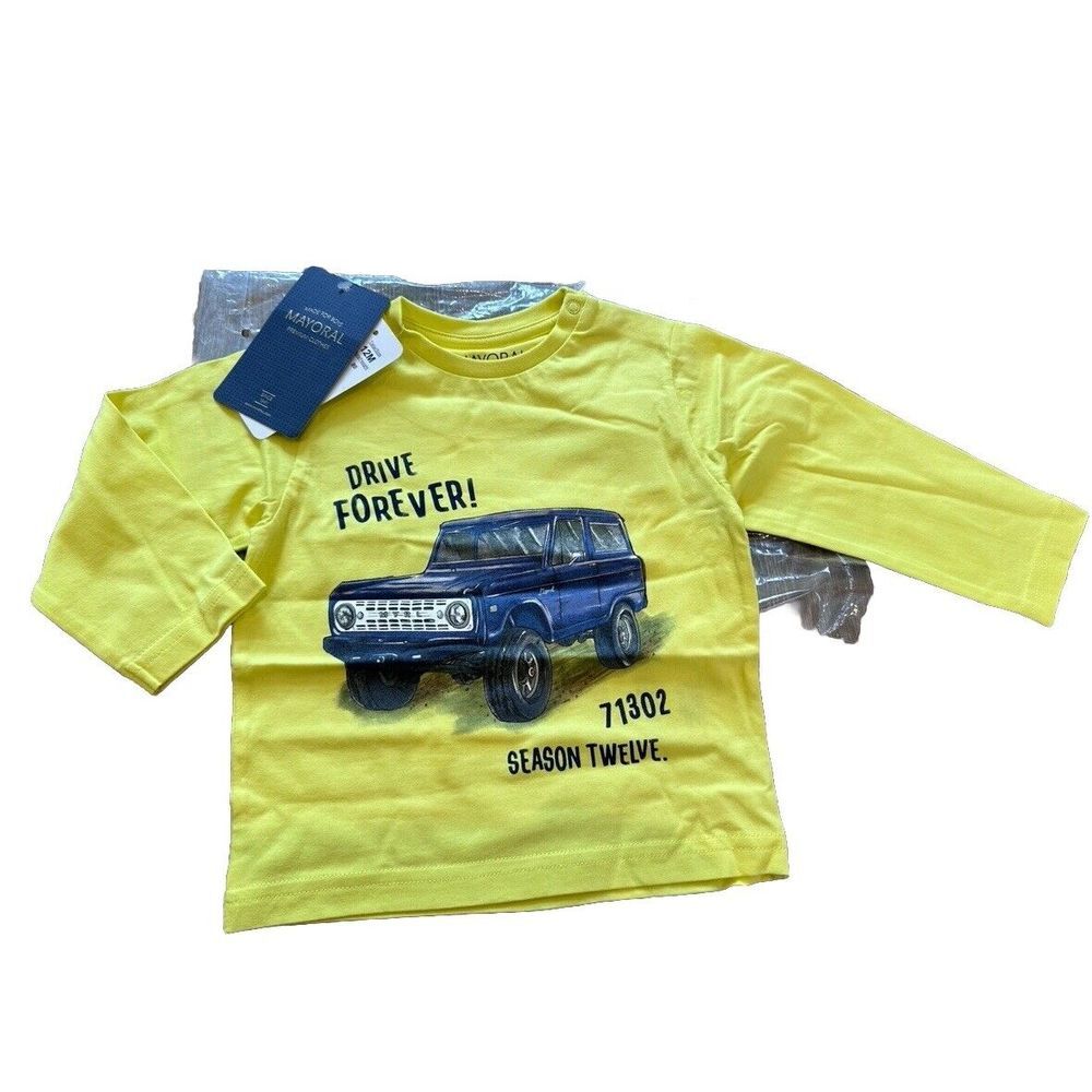 NWT mayoral‎ bronco truck vintage yellow longsleeve top 12 mos